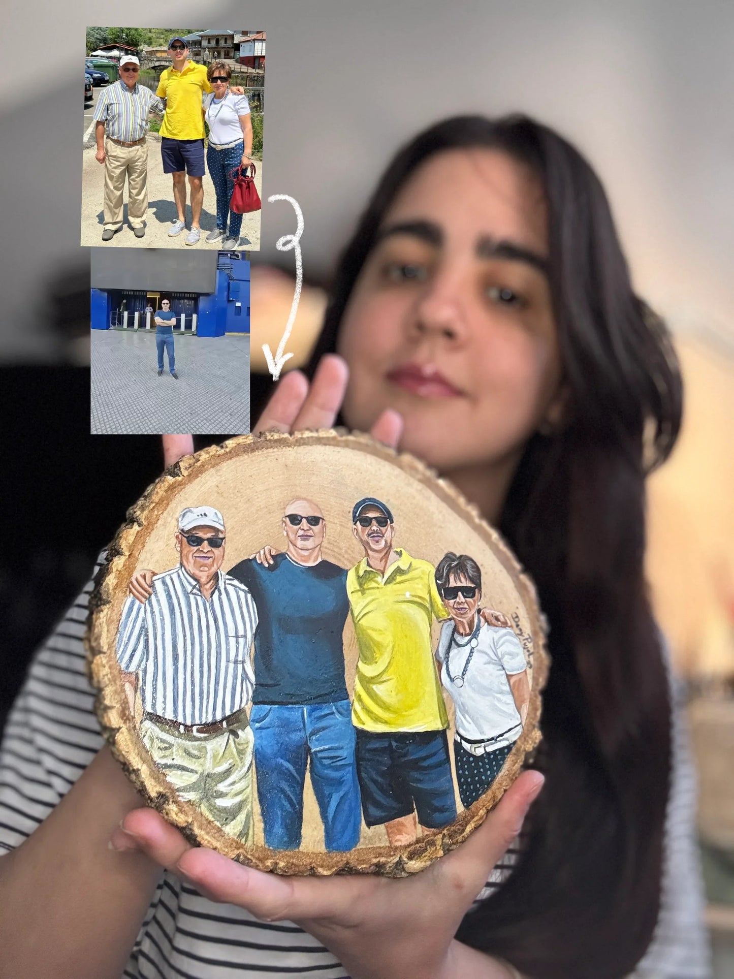 Rodaja Madera con Retrato pintado - WoodDany