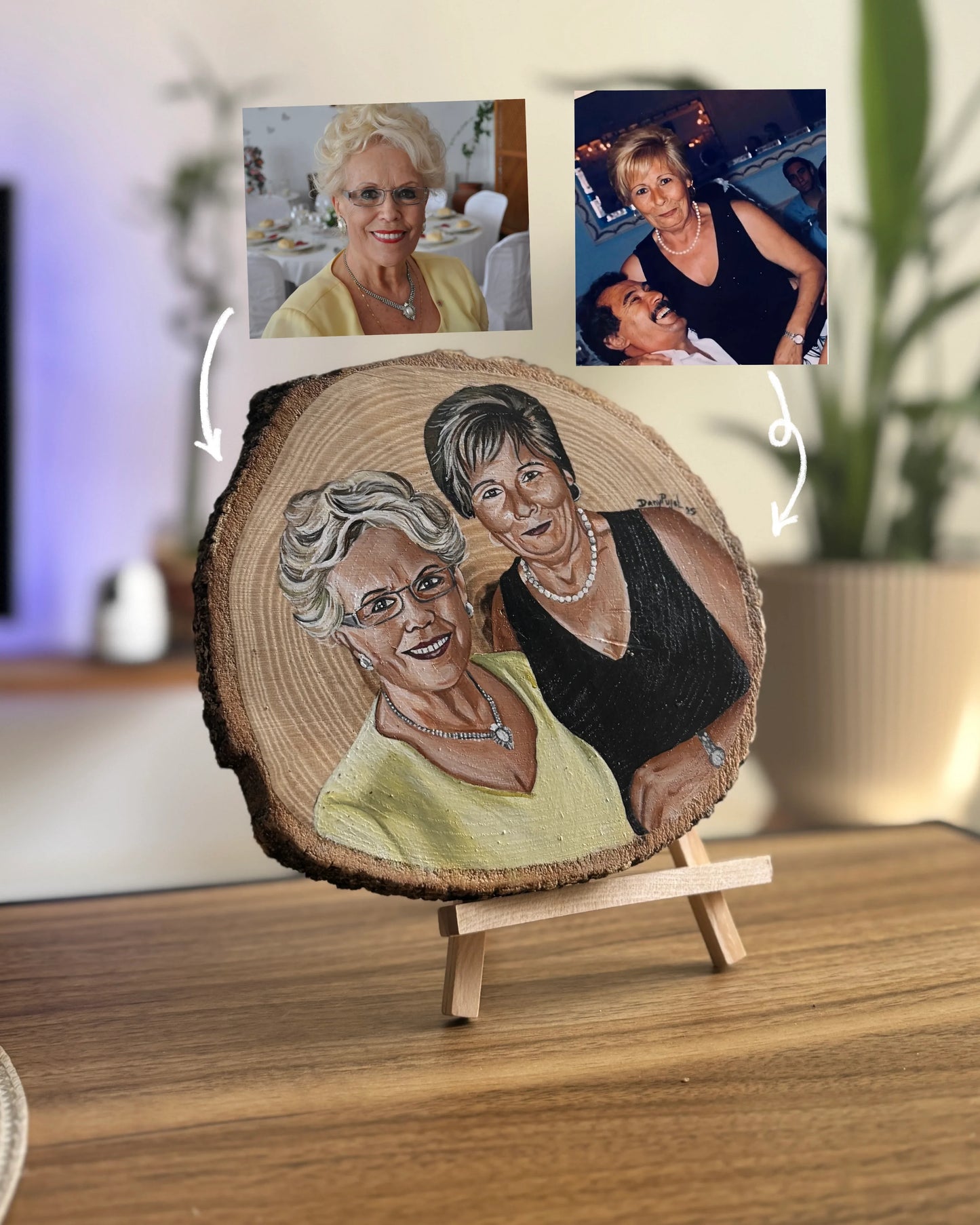 Rodaja Madera con Retrato pintado - WoodDany