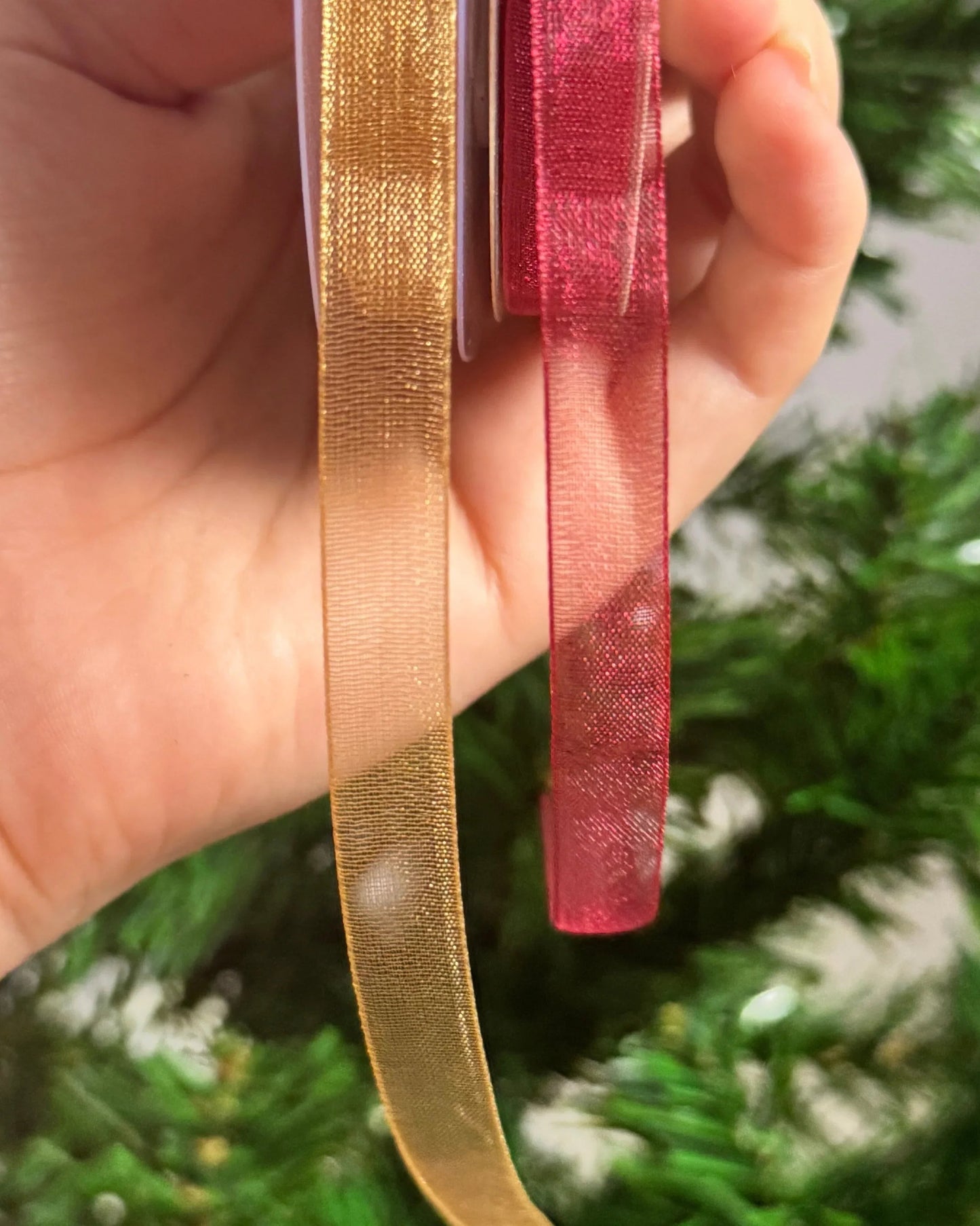 Cintas Dorada y Roja Bola de navidad
