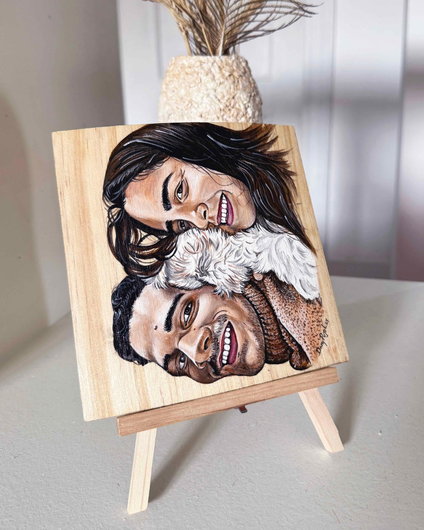 Retrato Personalizado pintado en Tabla de Madera