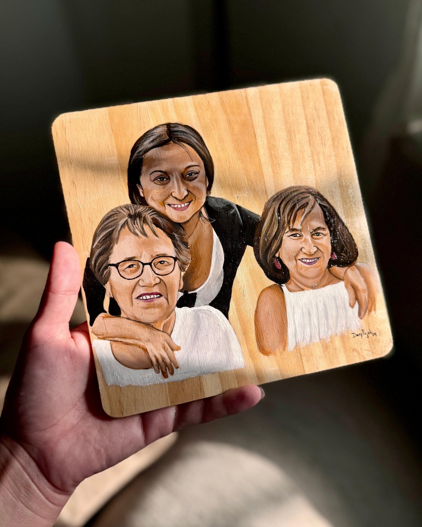 Retrato Personalizado pintado en Tabla de Madera