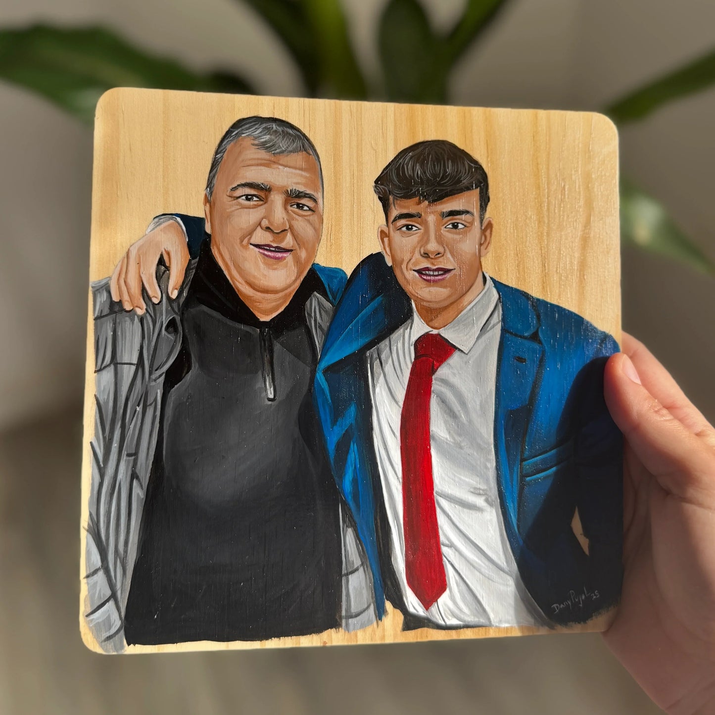 Retrato Personalizado pintado en Tabla de Madera
