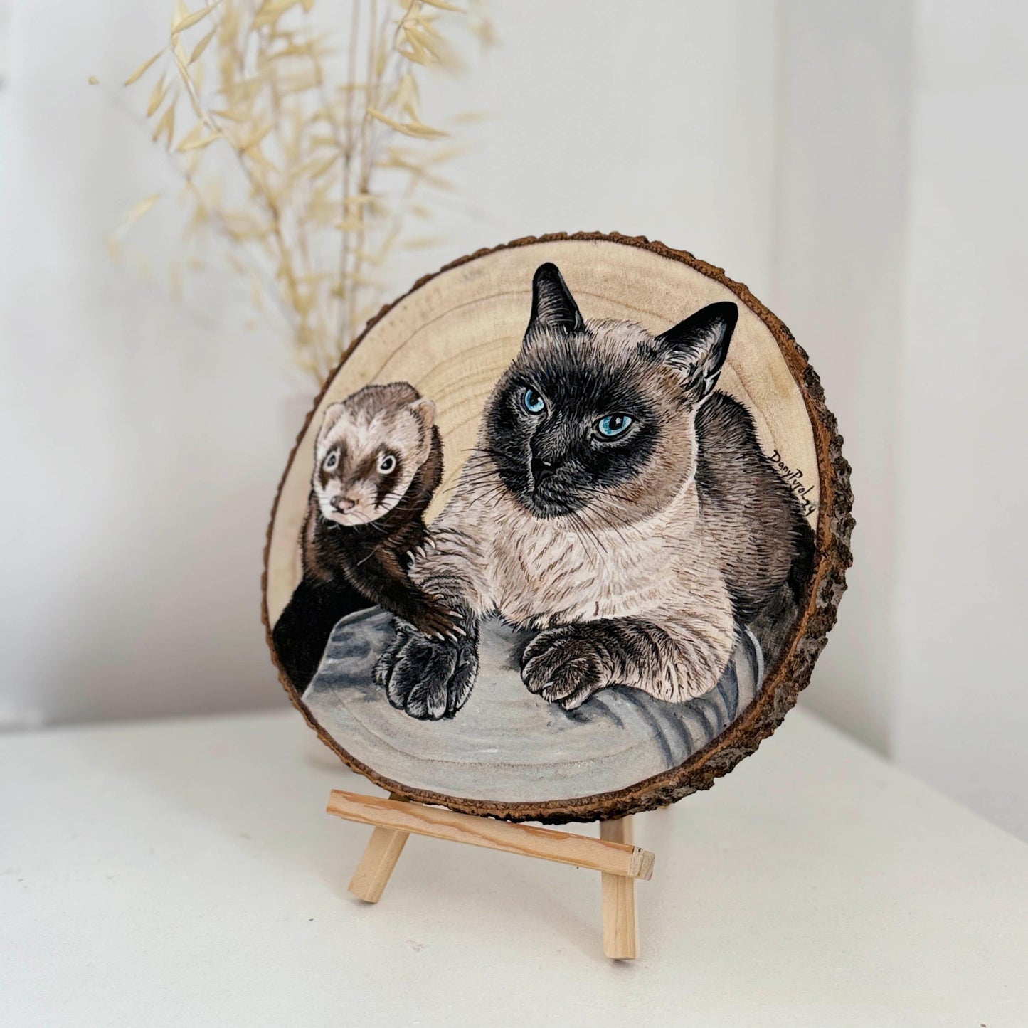 Rodaja Madera con Retrato Mascota pintado - WoodDany