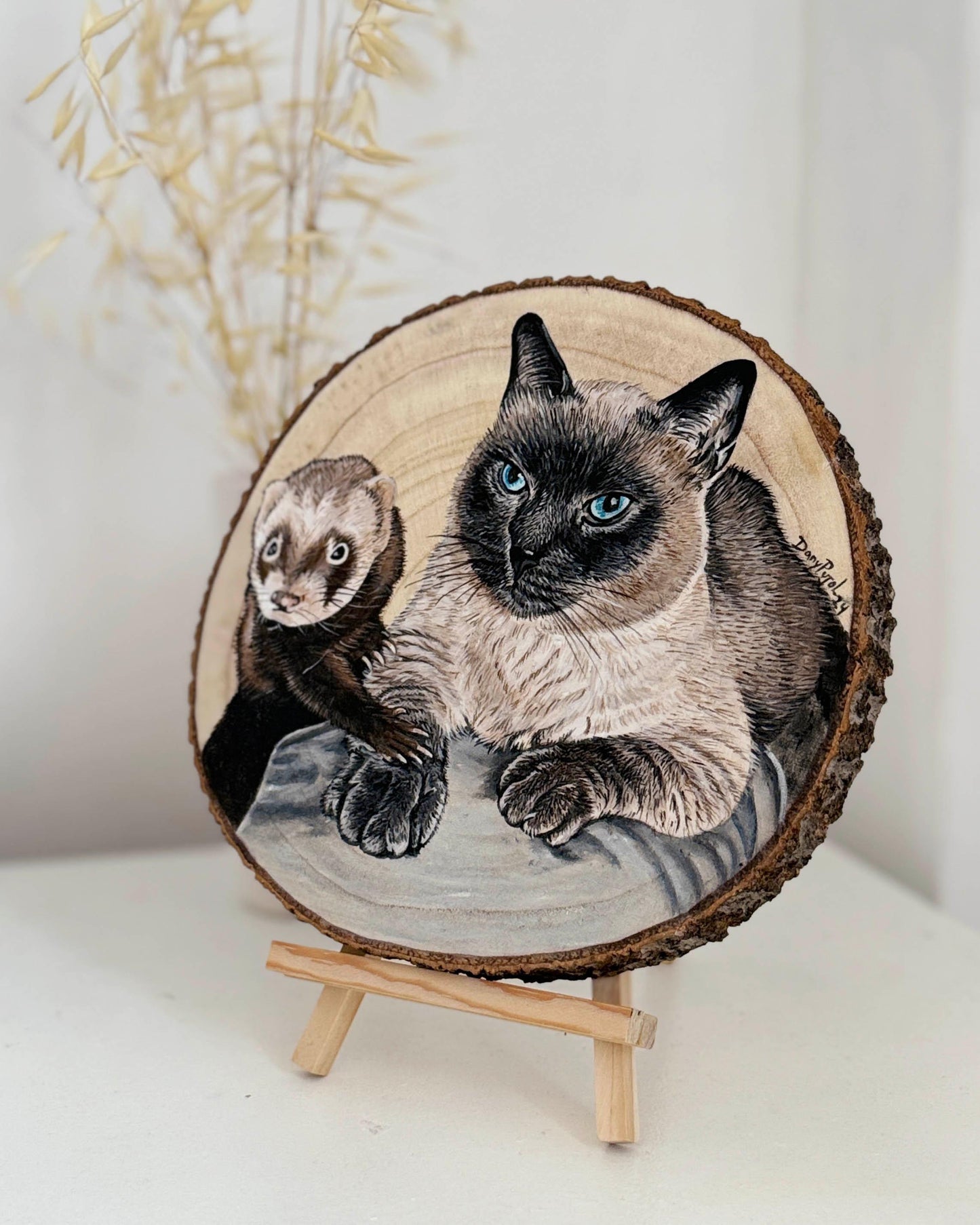 Rodaja Madera con Retrato Mascota pintado - WoodDany