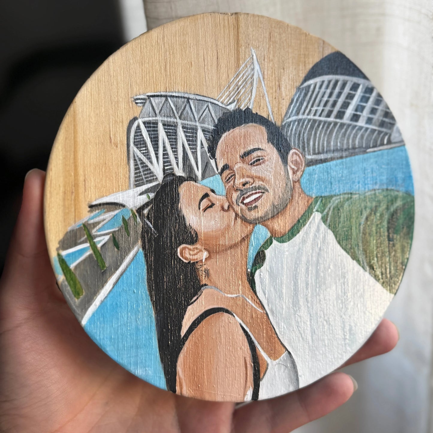 Ilustración Personalizada Pintada en Tabla de Madera