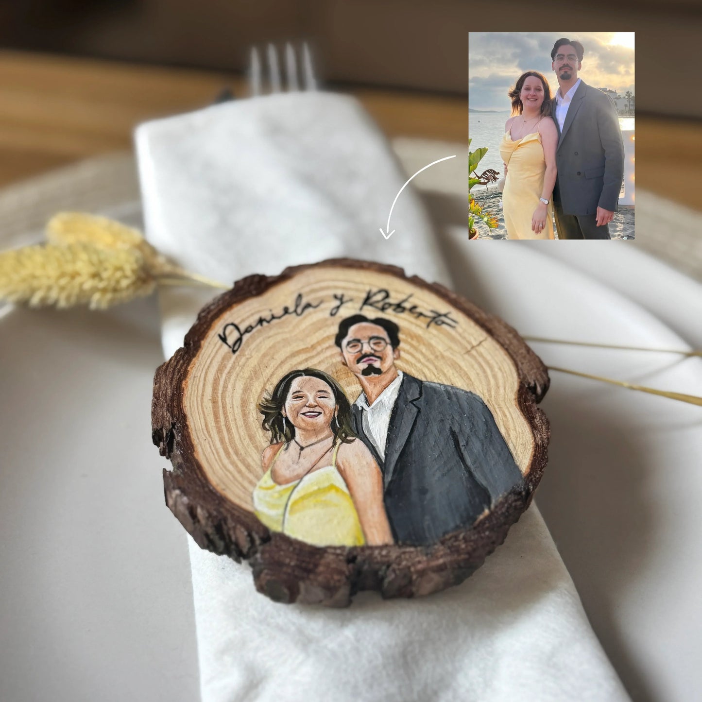 Marcasitios Personalizados para Boda Pintados a Mano