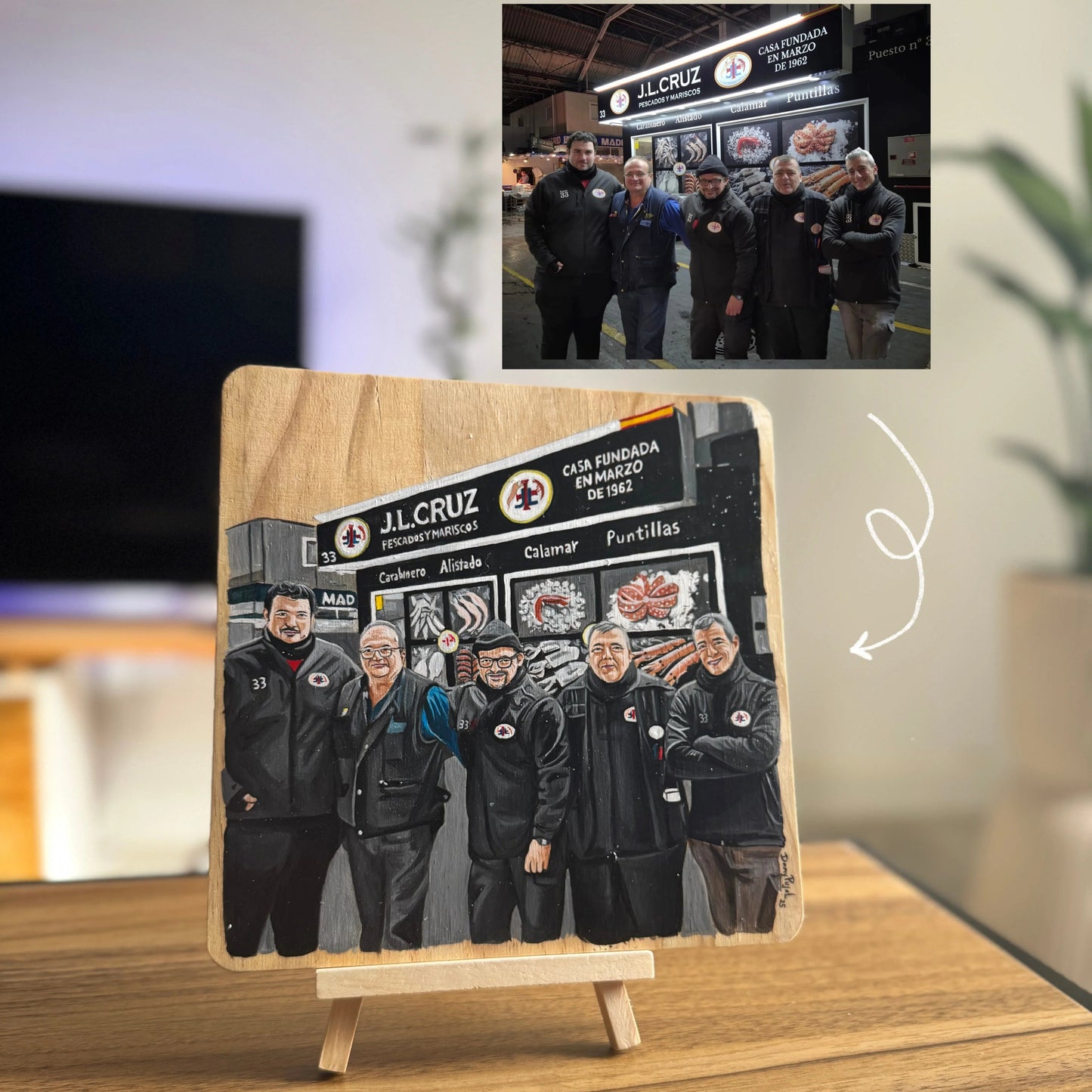 Retrato Personalizado pintado en Tabla de Madera
