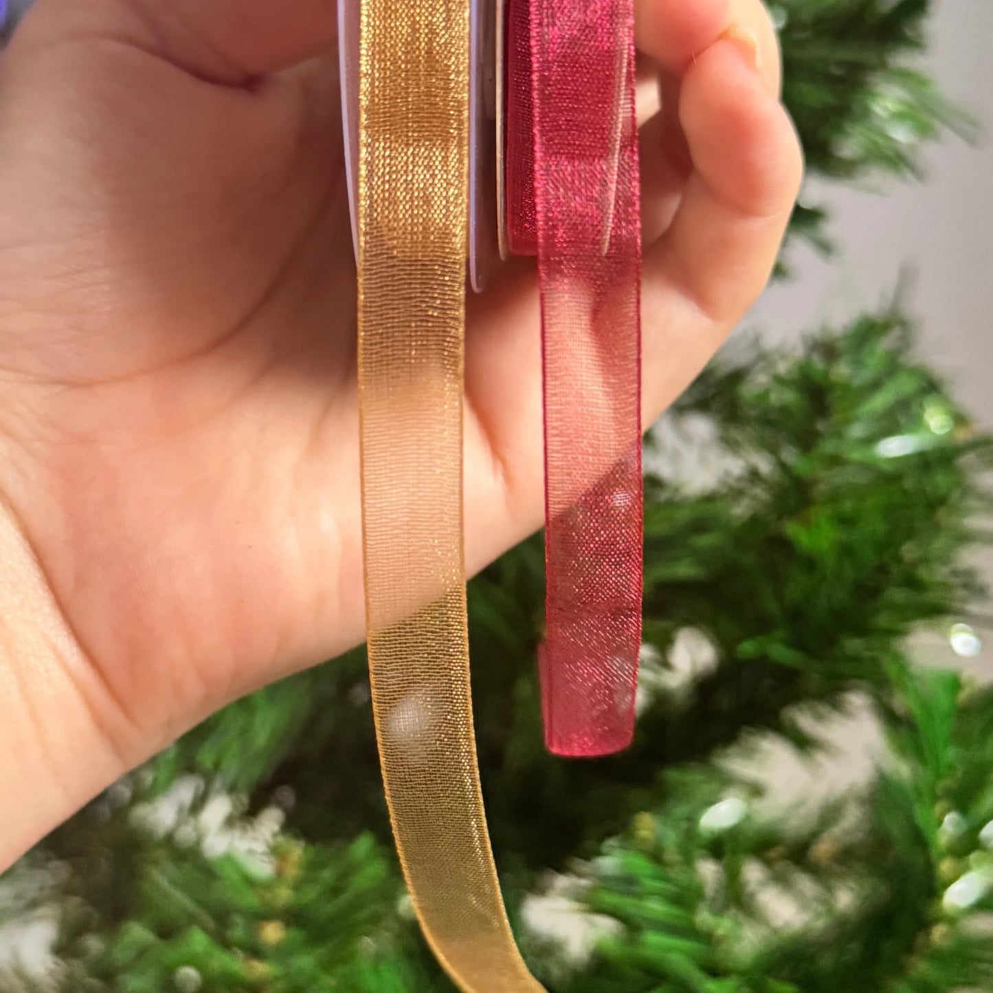 Cintas Dorada y Roja Bola de navidad