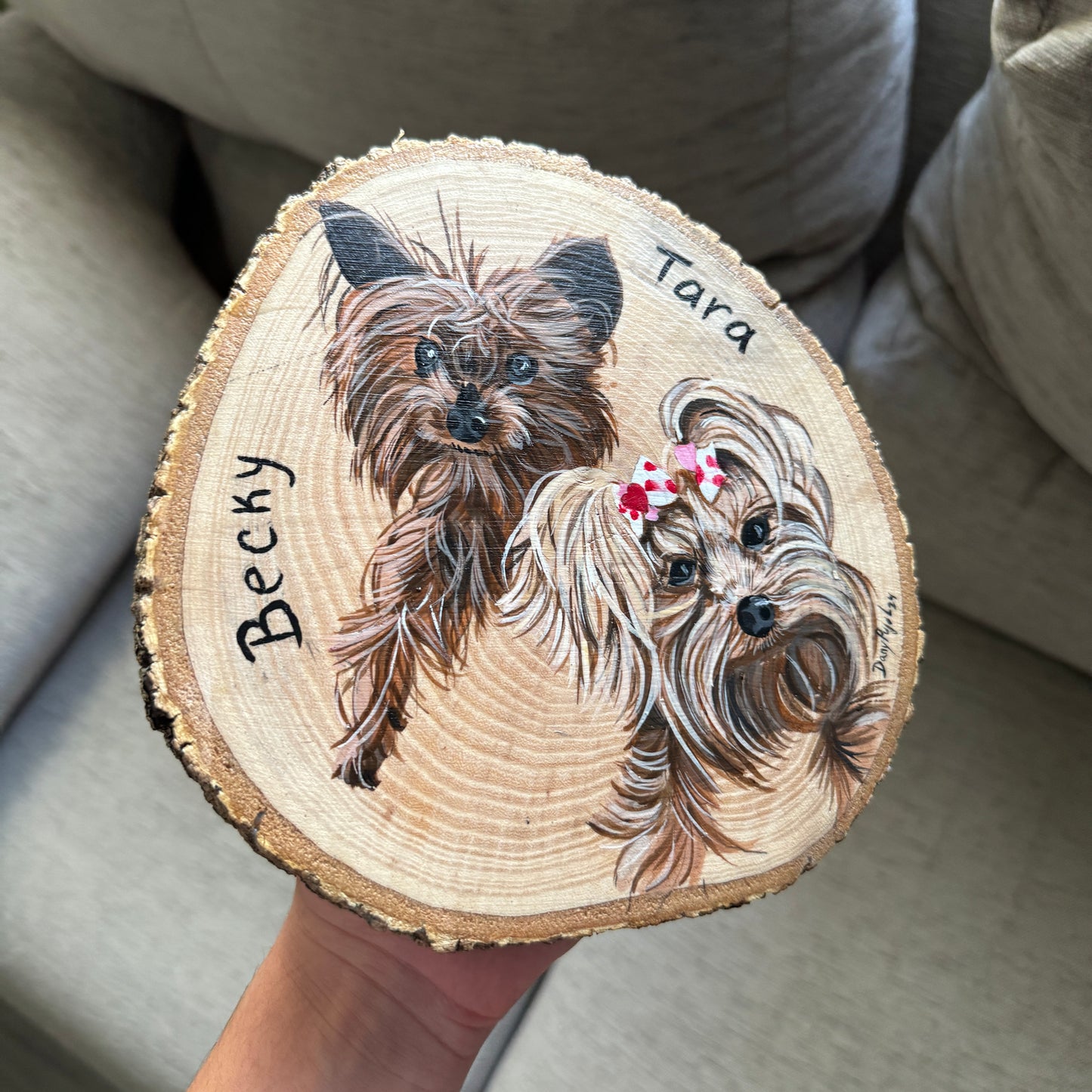 Foto mascota pintado en Rodaja de Madera