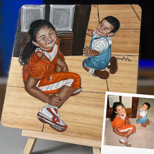 Retrato Personalizado pintado en Tabla de Madera