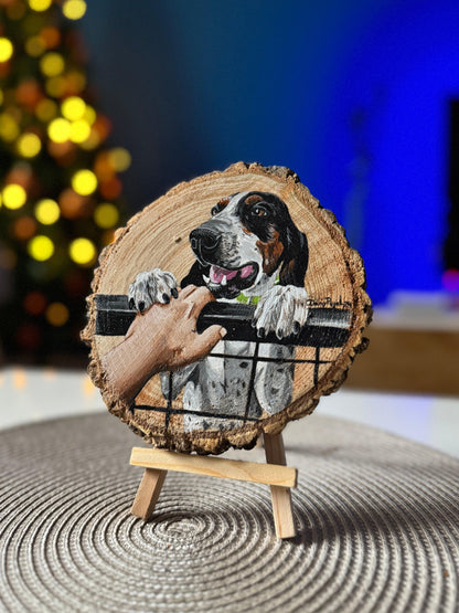 Rodaja Madera con Retrato Mascota pintado - WoodDany