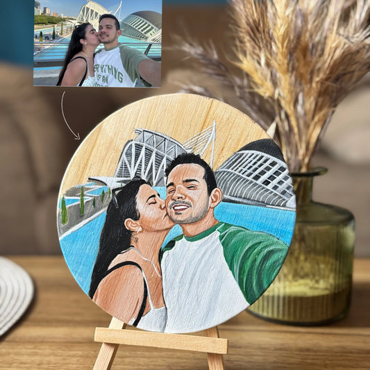 Ilustración Personalizada Pintada en Tabla de Madera