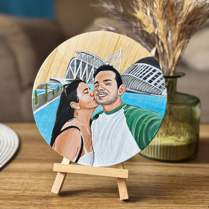Ilustración Personalizada Pintada en Tabla de Madera