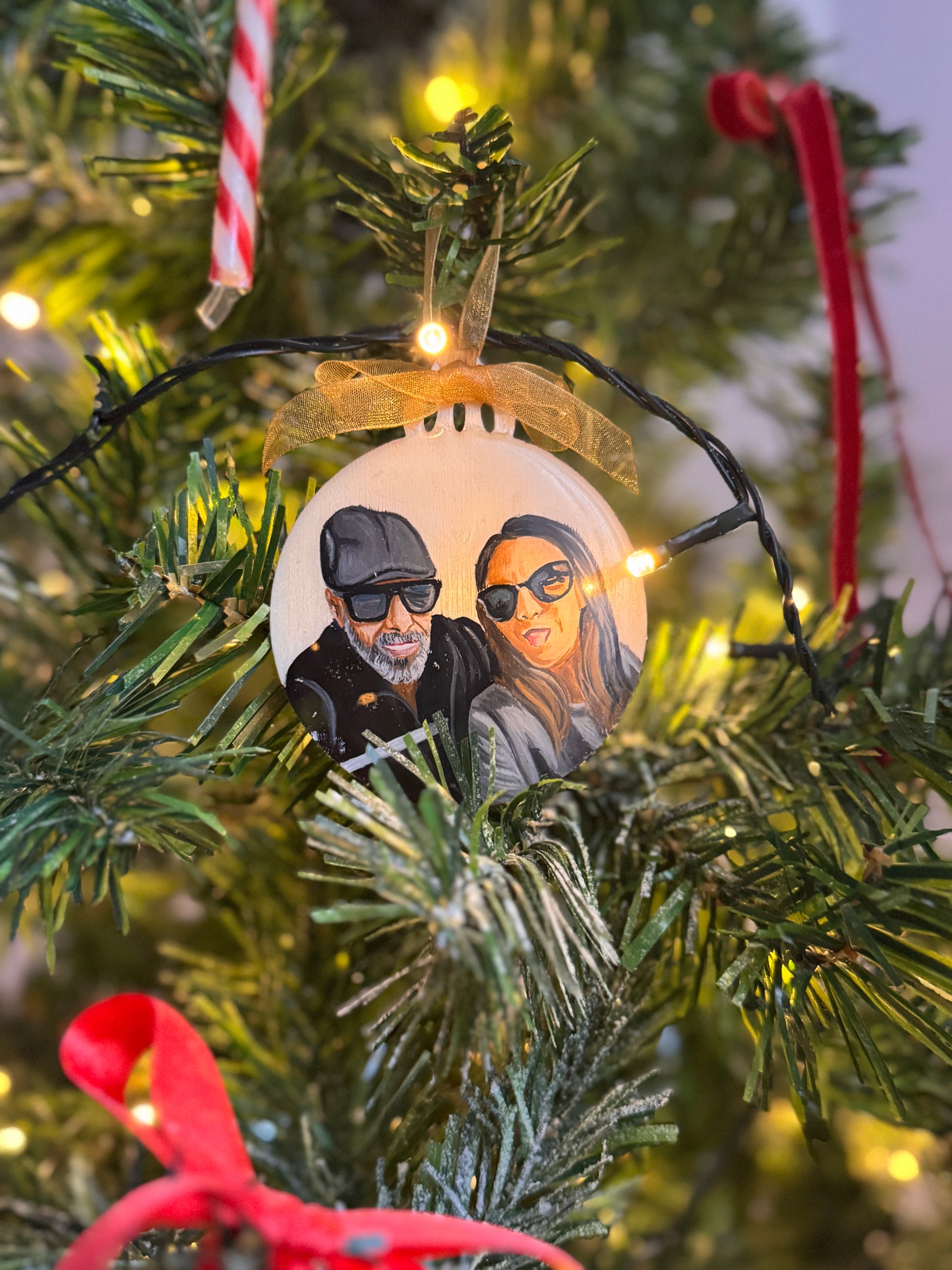 Bolas navideñas personalizadas pintadas a mano recuerdo familiar woodDany Pujol