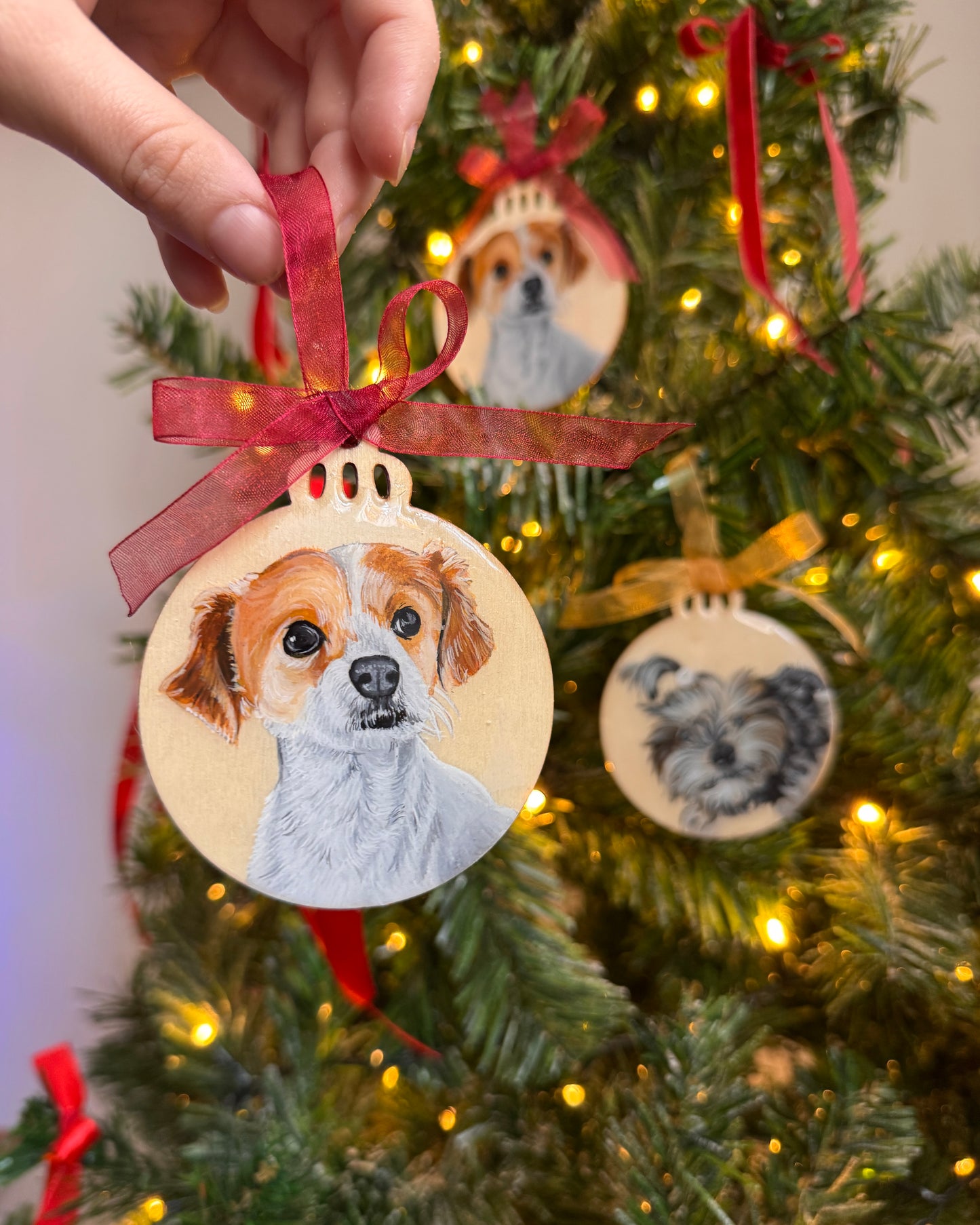 bolas de navidad personalizadas pintadas con mascotas