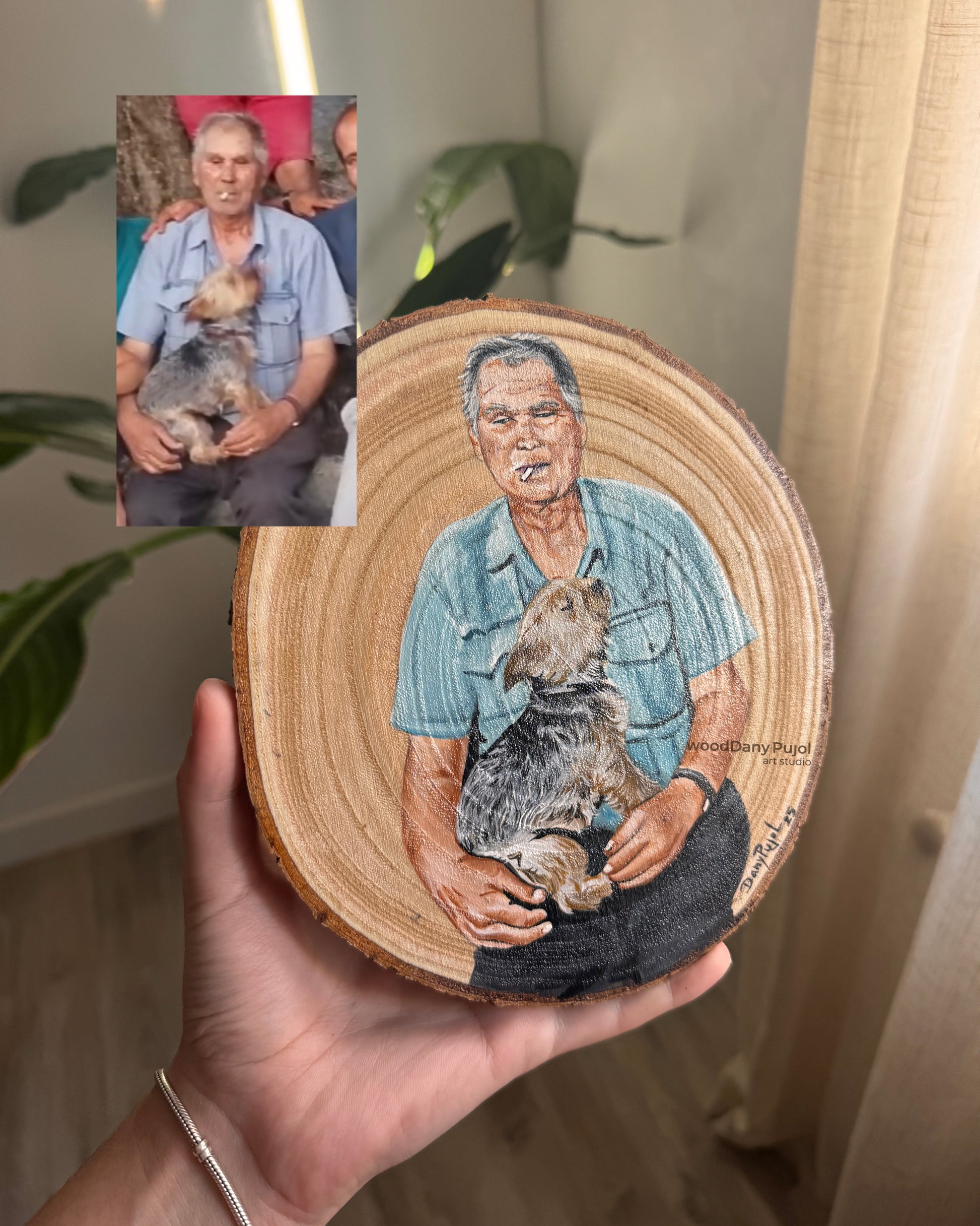 Foto antigua restaurada pintada a mano sobre madera WoodDany