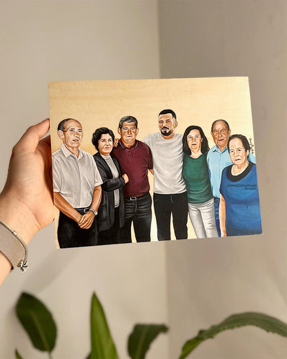 Composición de varias fotos en retrato pintado a mano sobre lienzo de madera, WoodDany