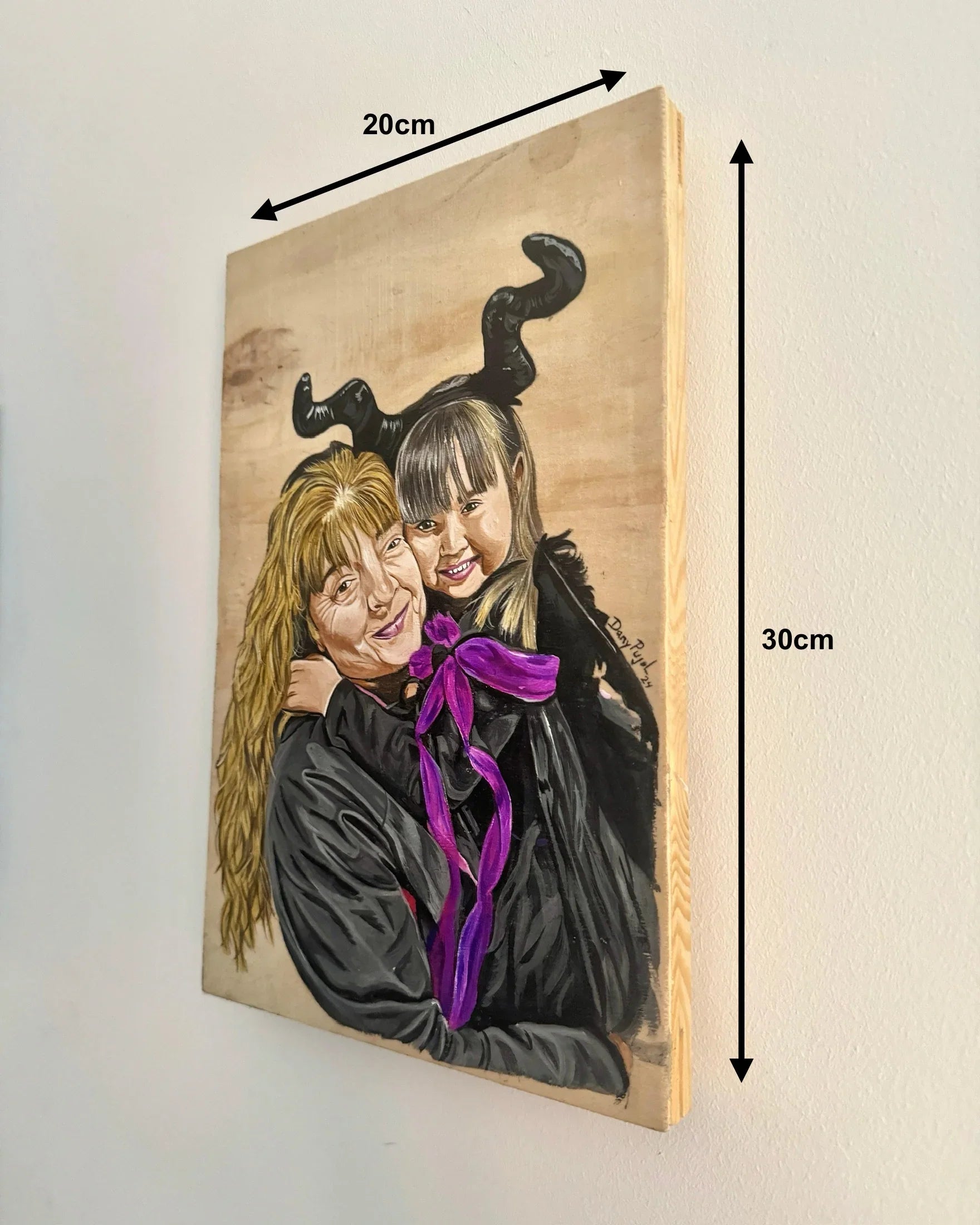 Retrato personalizado Pintado a mano sobre Lienzo de Madera por Dany Pujol
