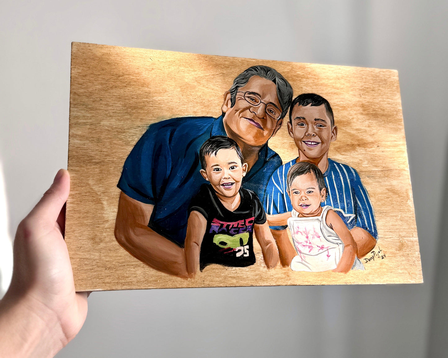 Retrato Pintado en Lienzo de Madera
