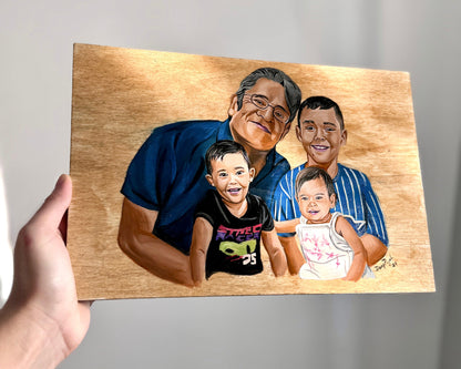 Retrato Pintado en Lienzo de Madera