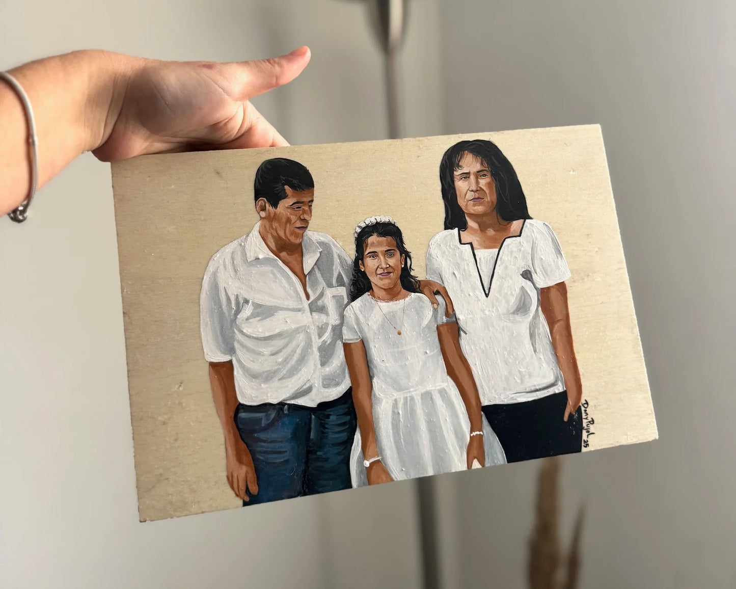 Retrato Pintado en Lienzo de Madera
