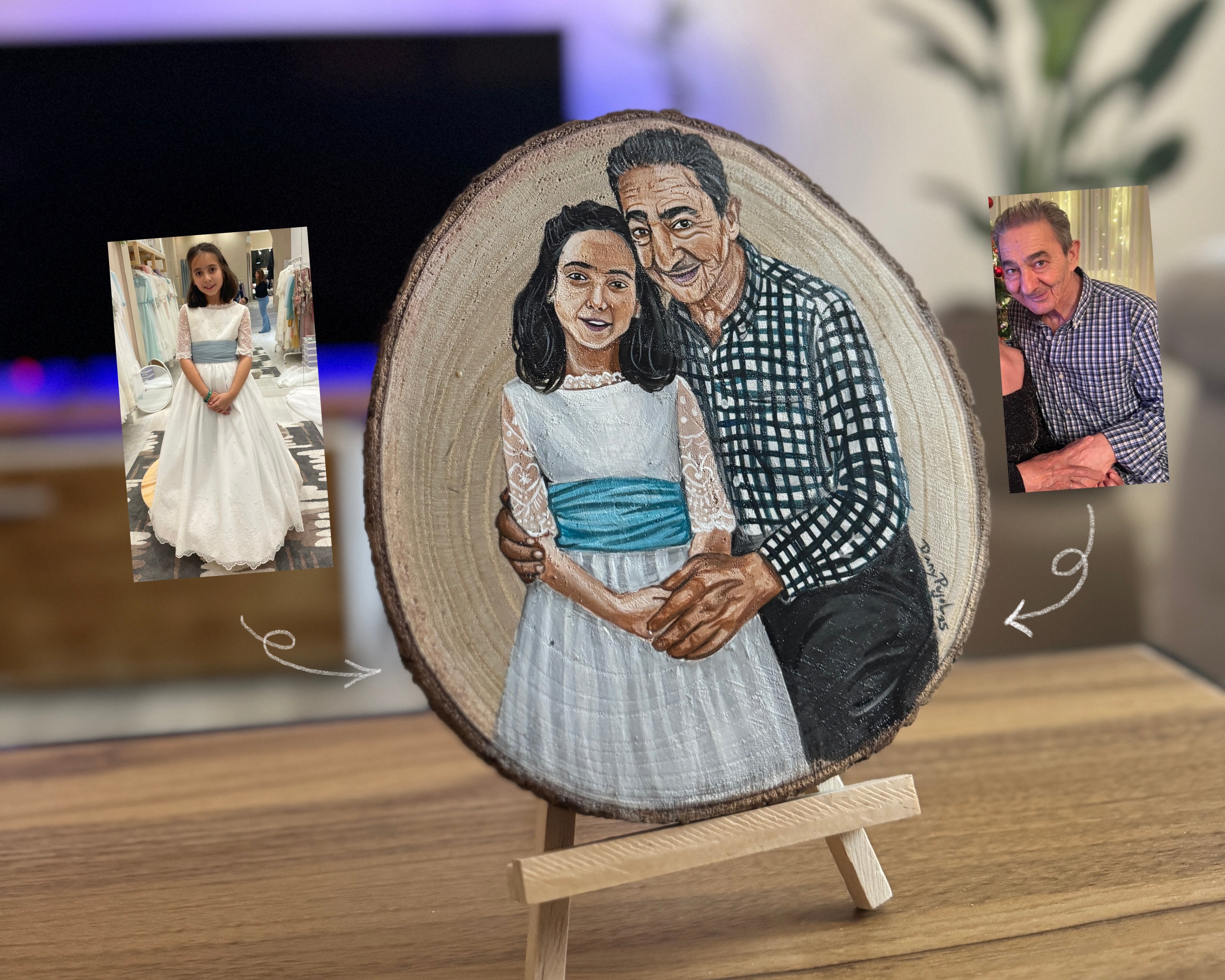 Foto de referencia usada para pintar el retrato del abuelo en la comunión de su nieta